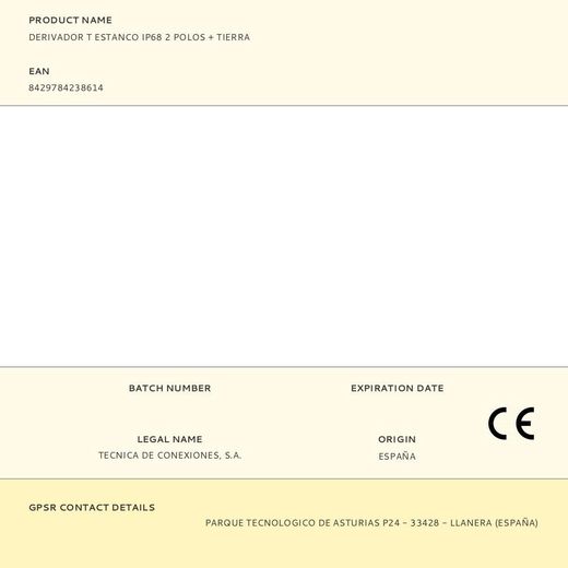 Derivador T Estanco Ip68 2 Polos + Tierra