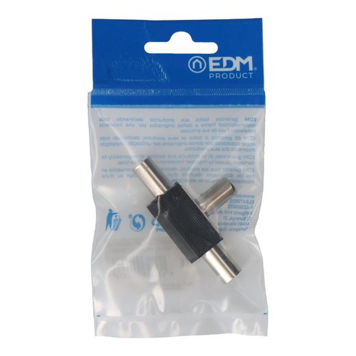 Derivador Tv 1 Clavija + 2 Bases Negro Blindado Envasado Edm