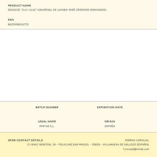 Desagüe Clic-Clac Universal De Lavabo-Bidé Cromado (Envasado)