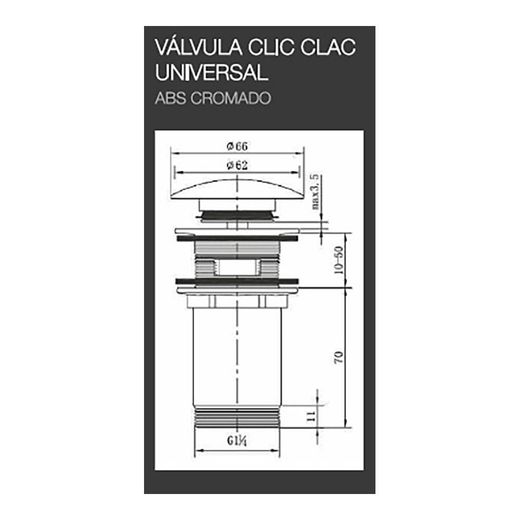 Desagüe Clic-Clac Universal De Lavabo-Bidé Cromado (Envasado)