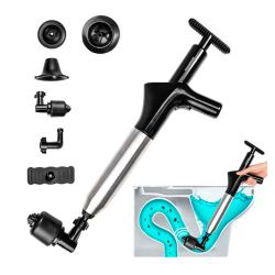 Desatascador De Aire Comprimido De Alta Presión Con 7 Accesorios