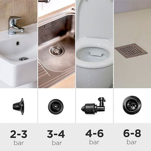 Desatascador De Aire Comprimido De Alta Presión Con 7 Accesorios