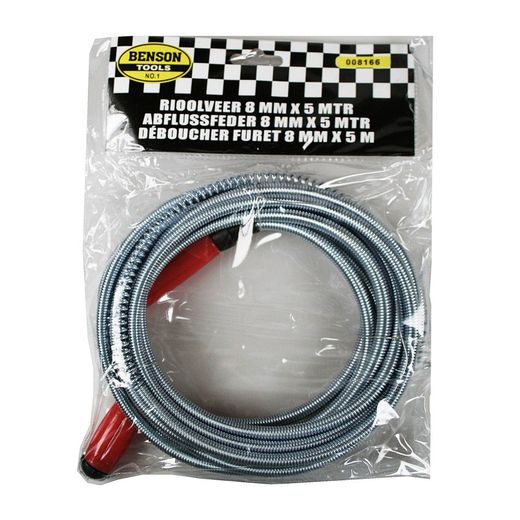 Desatascador De Tuberias Metalico Flexible, 5 M X 8 Mm