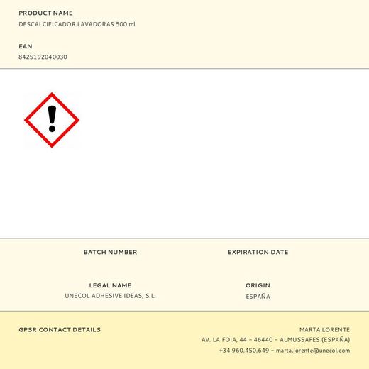 Descalcificador Lavadoras 500 Ml