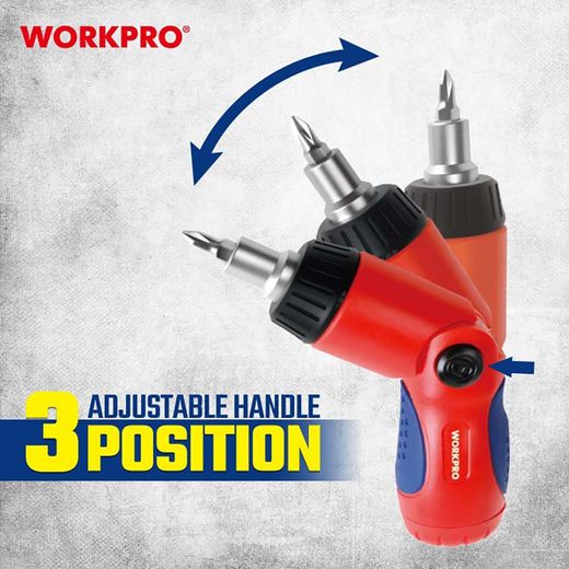 Destornillador De Carraca, Cabeza Articulada, 7 En 1, 140 X 35 X 34 Mm