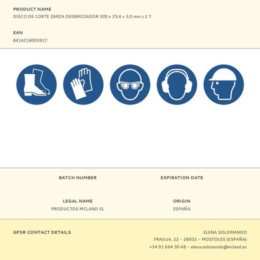 Disco De Corte Zarza Para Desbrozador 305 X 25,4 X 3,0 Mm X 2 T