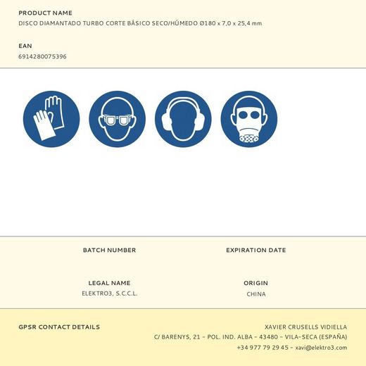 Disco Diamantado Continuo Turbo Basic Ø180 X 25,4 Mm