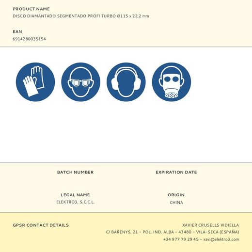 Disco Diamantado Continuo Turbo Profi Ø115 X 20 Mm