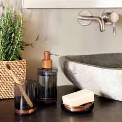 Dispensador De Cristal Gris Y Acacia