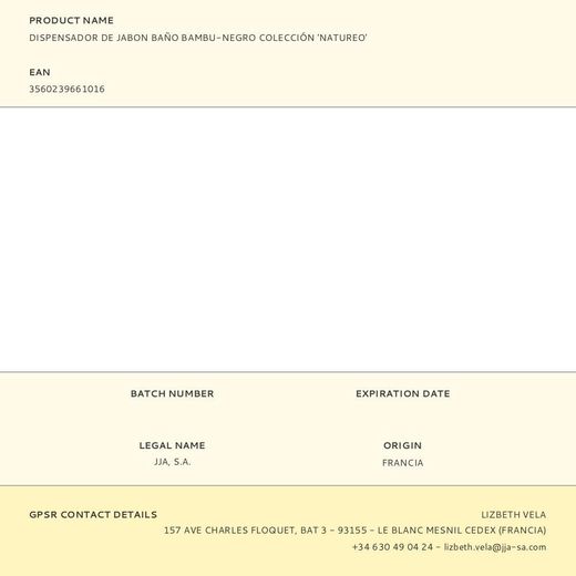 Dispensador De Jabon Baño Bambu-Negro Colección 'Natureo'