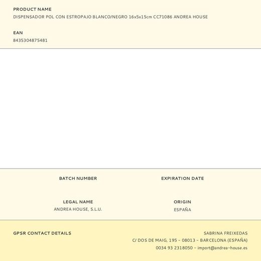 Dispensador Pol Con Estropajo Blanco/Negro 16 X 5 X 15 Cm