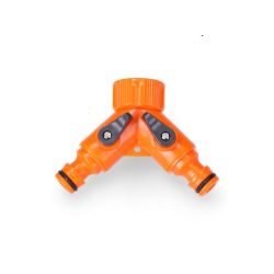 Distribuidor De 2 Vías Con Válvulas Para Grifo De Rosca ½ Pulg - ¾ Pulg, Blister