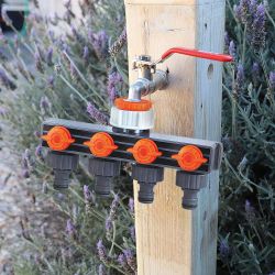 Distribuidor De 4 Vías Con Válvulas Para Grifo De Rosca ¾ Pulg