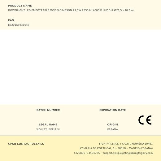 Downlight Led Empotrable Modelo Meson 23,5W 2550 Lm 4000 K Luz Dia Ø21,5 X 10,5 Cm