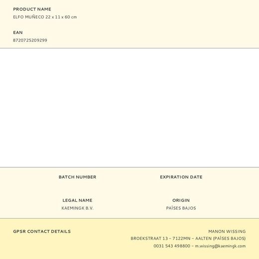 Elfo Travieso, 22 X 11 X 60 Cm