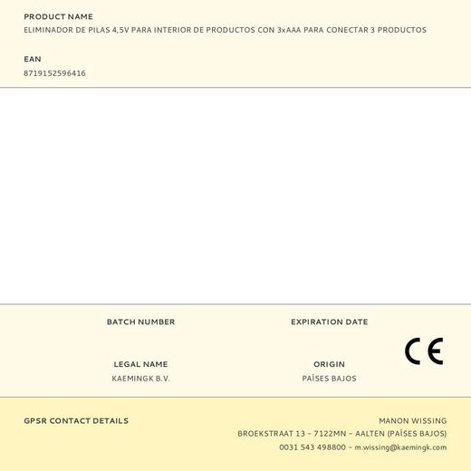 Eliminador De Pilas 4,5V Para Interior De Productos Con 3Xaaa Para Conectar 3 Productos