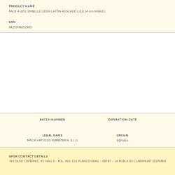 Embellecedor Latón Roscado Liso 14 Mm Níquel, 4 Uds