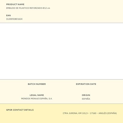 Embudo De Polipropileno Ø12 Cm