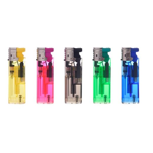 Encendedor Recargable Llama Roja, Colores Surtidos Transparente, 8 X 2,5 X 1 Cm