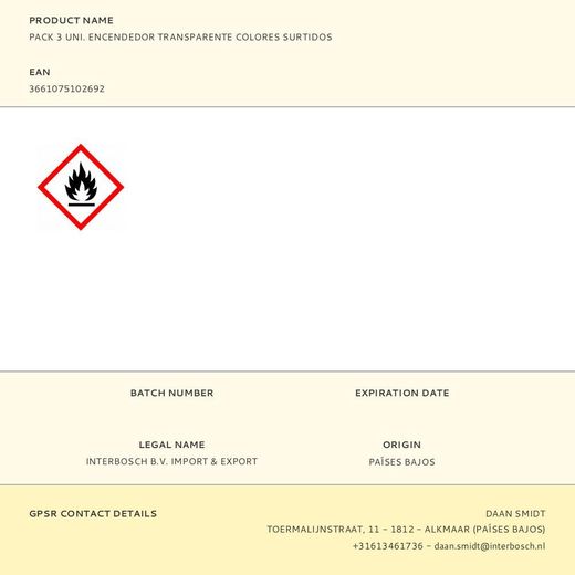 Encendedor Transparente Colores Surtidos, Pack 3 Uds