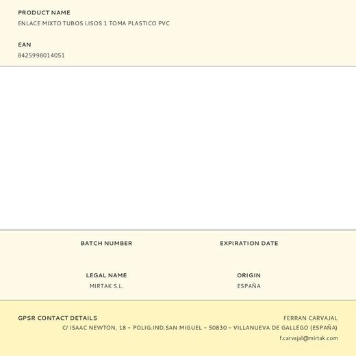 Enlace Mixto Tubos Lisos 1 Toma Plastico Pvc