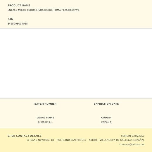 Enlace Mixto Tubos Lisos Doble Toma Plastico Pvc