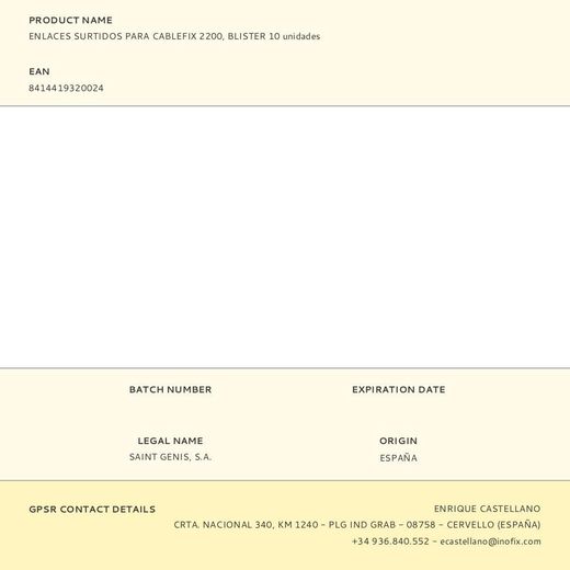 Enlaces Surtidos Para Cablefix 2200, Blister 10 Unidades