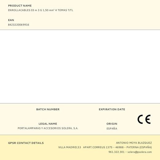 Enrollacables 03 M 3 G 1,50 Mm² 4 Tomas T/Tl