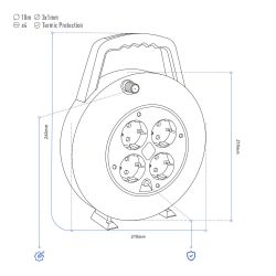 Enrollacables 10 M 3 G 1,00 Mm² 4 Tomas Bipolares Con T/Tl Hogar Con Protector Termico