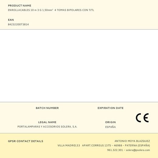 Enrollacables 10 M 3 G 1,50Mm²  4 Tomas Bipolares Con T/Tl