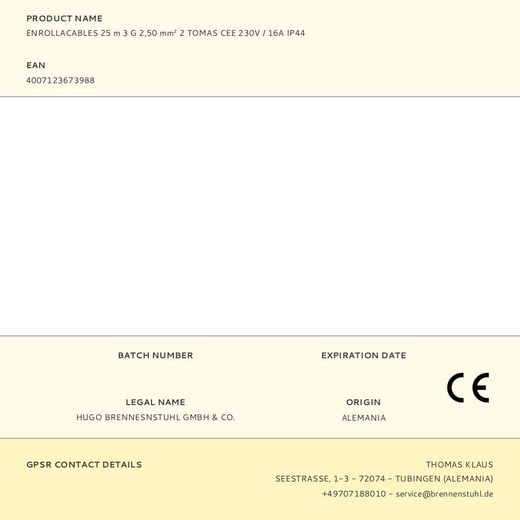 Enrollacables 25 M 3 G 2,50 Mm² 2 Tomas Cee 230V / 16A Ip44