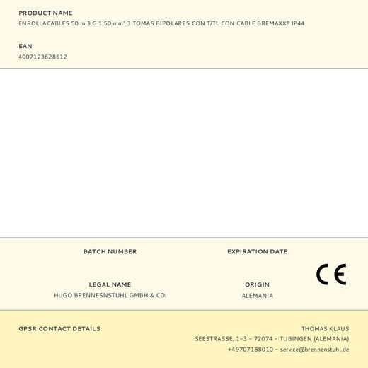 Enrollacables 50 M 3 G 1,50 Mm² 3 Tomas Bipolares Con T/Tl Con Cable Bremaxx® Ip44