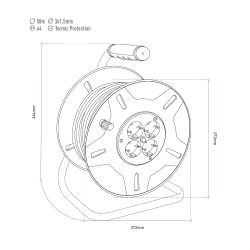 Enrollacables 50 M 3 G 1,50 Mm² 4 Tomas Bipolares Con T/Tl Con Protector Térmico
