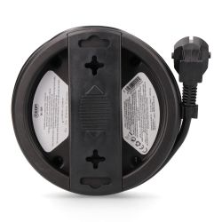 Enrollacables Con 4 Tomas 2P+T Schuko, Con Protección, 16 A 250 V, Cable H05Vv-F 3G1,5Mm² De 5 M, Negro