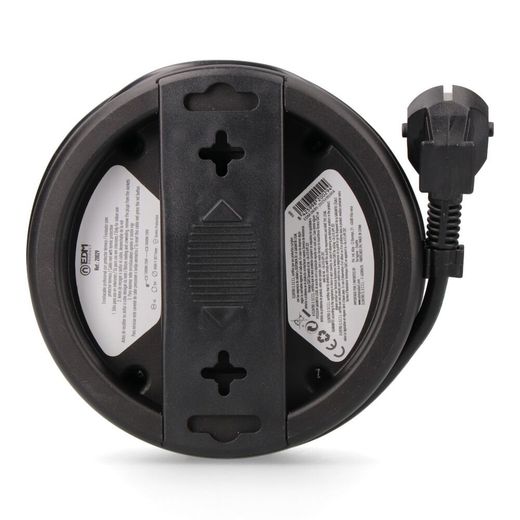 Enrollacables Con 4 Tomas 2P+T Schuko, Con Protección, 16 A 250 V, Cable H05Vv-F 3G1,5Mm² De 5 M, Negro