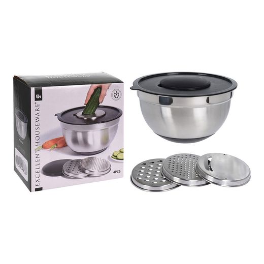 Ensaladera + 3 Rallador 25 X 25 X 14 Cm