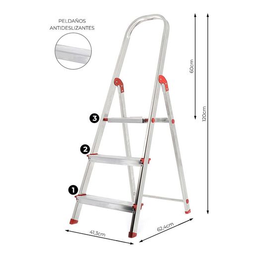 Escalera Unica 3 Peldaños 59 Cm