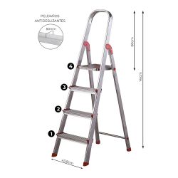 Escalera Unica 4 Peldaños 80 Cm