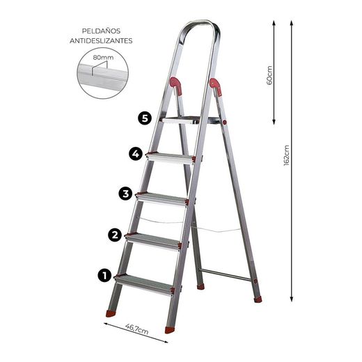 Escalera Unica 5 Peldaños 101 Cm
