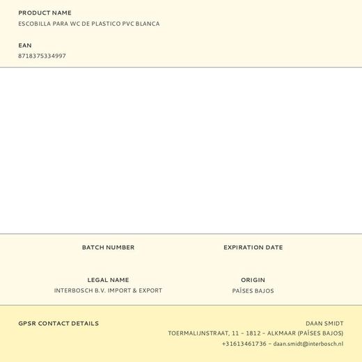 Escobilla Para Wc De Plastico Pvc Blanca