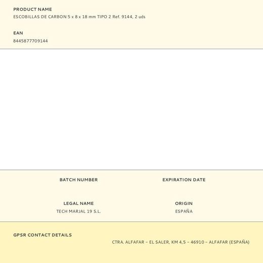 Escobillas De Carbon 5 X 8 X 18 Mm Tipo 2 Ref. 9144, 2 Uds