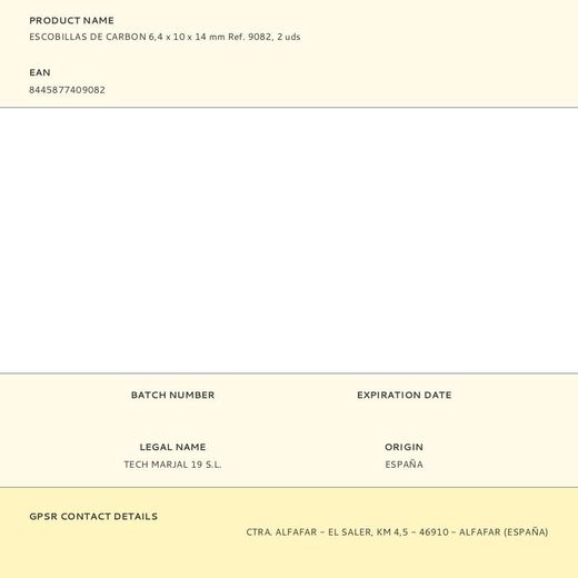 Escobillas De Carbon 6,4 X 10 X 14 Mm Ref. 9082, 2 Uds