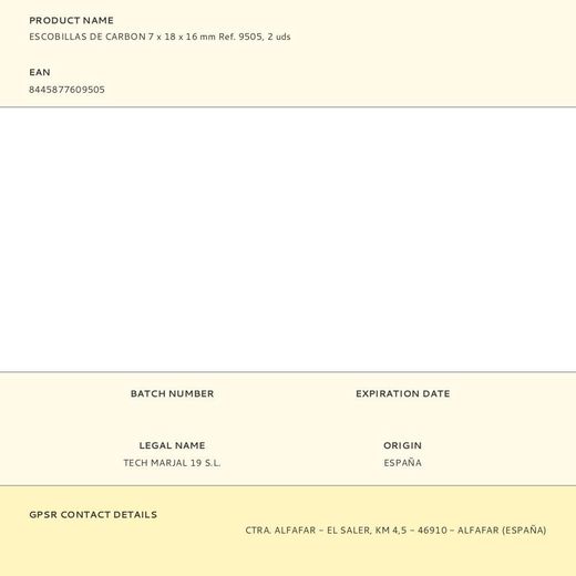 Escobillas De Carbon 7 X 18 X 16 Mm Ref. 9505, 2 Uds