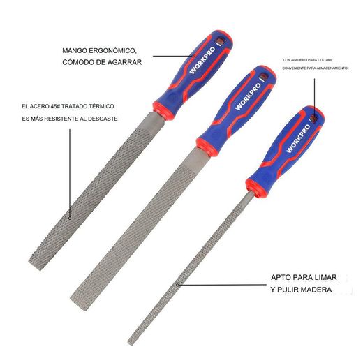 Escofinas 200 Mm, Juego 3 Piezas