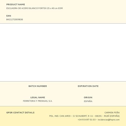 Escuadra De Acero Blanco Fortex 25 X 40 Cm Edm