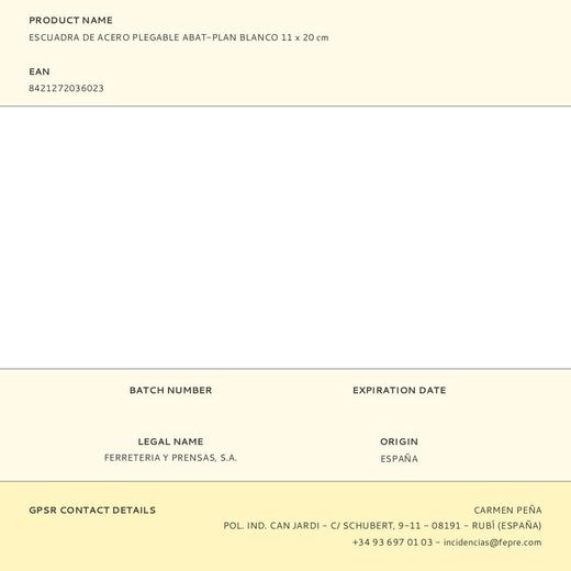 Escuadra De Acero Plegable Abat-Plan Blanco 11 X 20 Cm