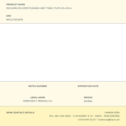 Escuadra De Acero Plegable Abat-Table  Plata 30 X 40 Cm