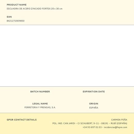 Escuadra De Acero Zincado Fortex 20 X 30 Cm