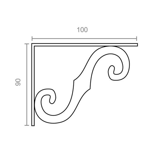 Escuadra Ornamental Plm05 Negro 100 X 90 Mm