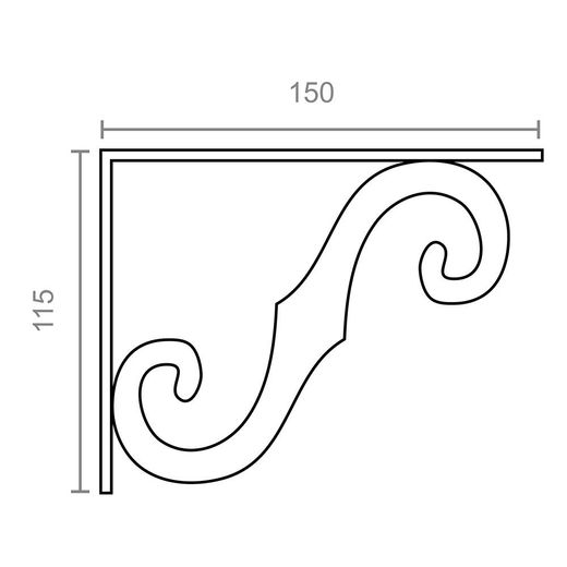 Escuadra Ornamental Plm05 Negro 155 X 110 Mm